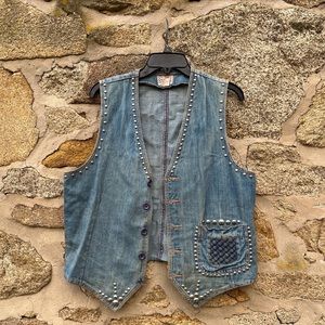 70s denim vest HAND STUDDED